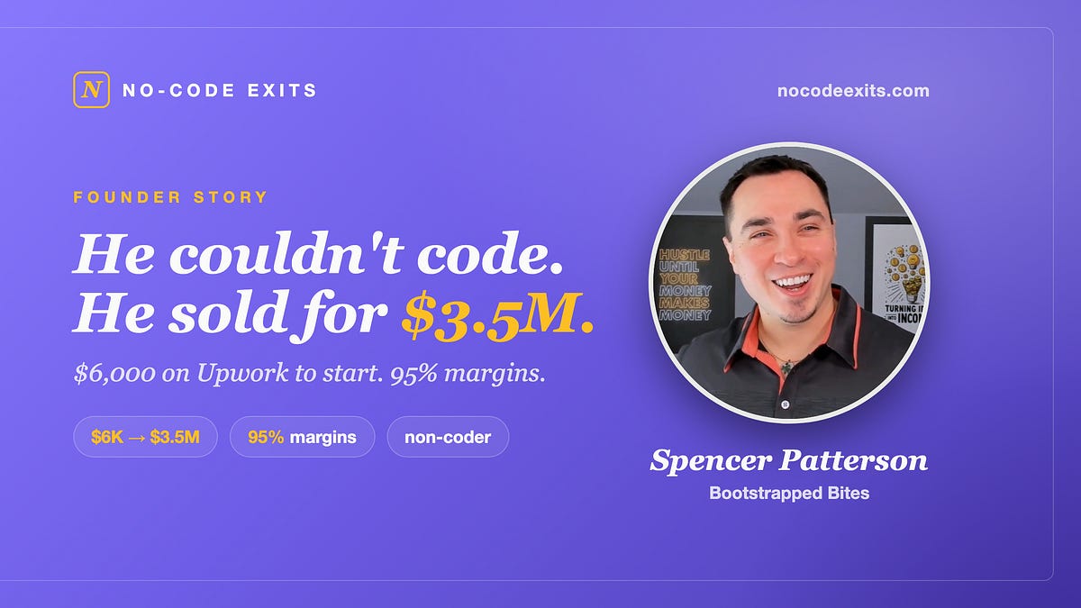 He Couldn't Write a Line of Code. He Still Sold His SaaS for $3.5M. (7 minute read)