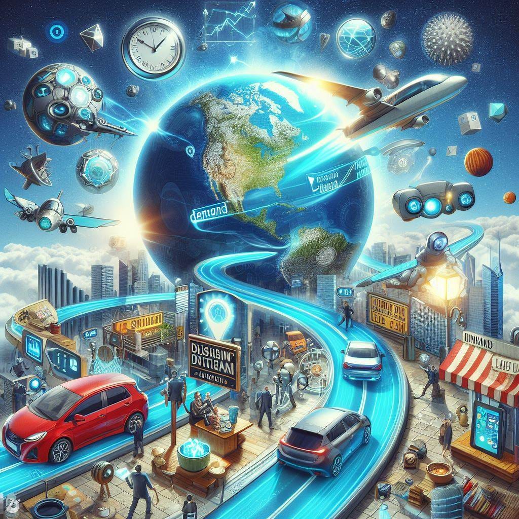 image to accompany a fun and engaging blog post about demand and innovation and the future.  digital art