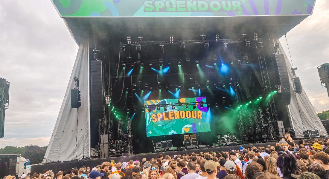 The Splendour main stage with a crowd of people in front of it