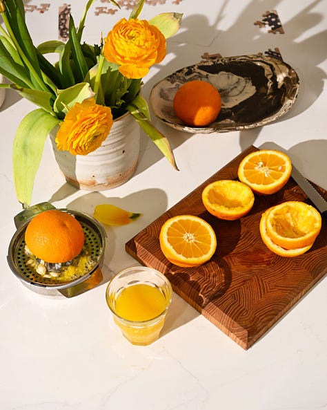 shakes, cardamom buns, oj, masa cake, porridge, air fries by la-based photographer danielle g. adams