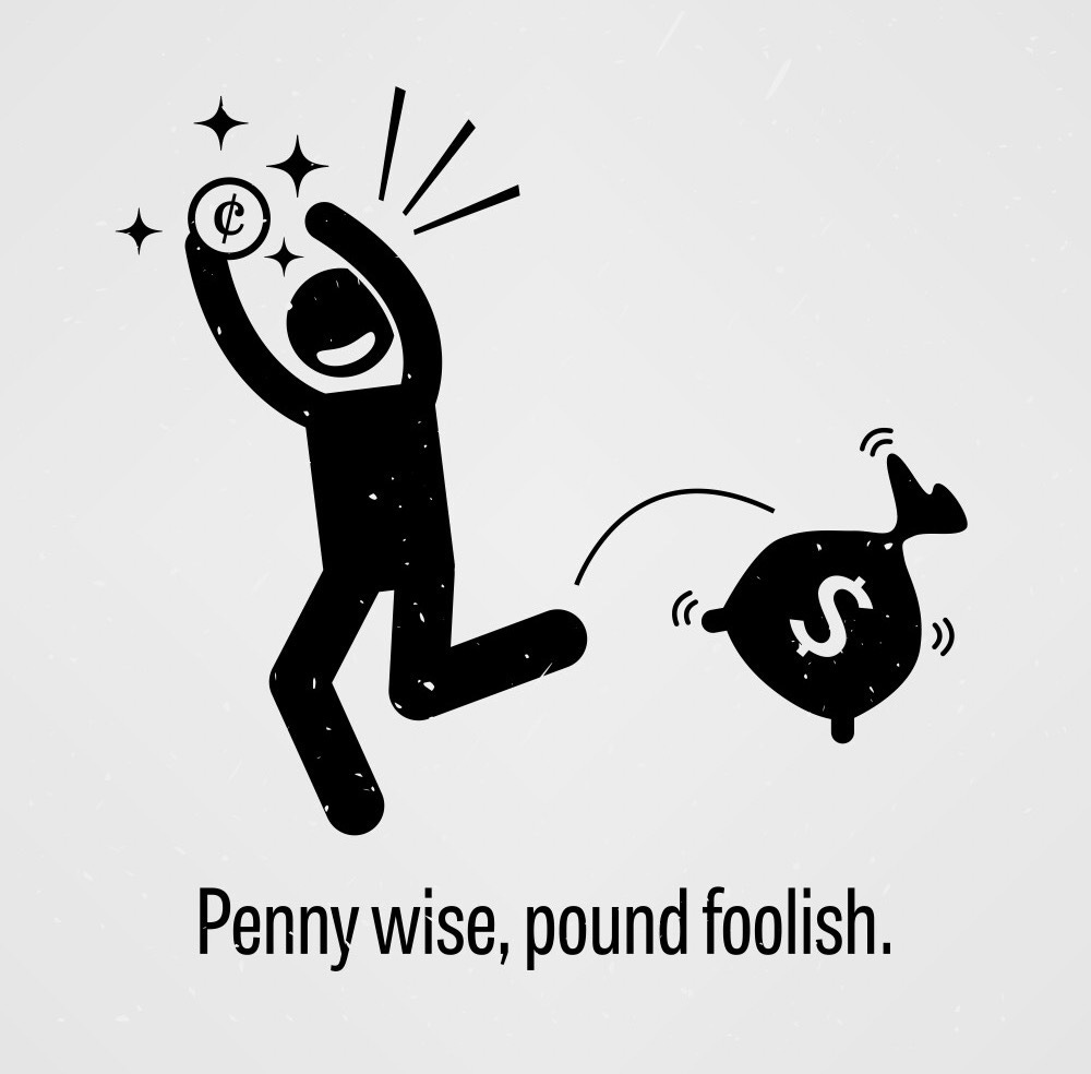 Penny wise pound foolish a motivational Royalty Free Vector