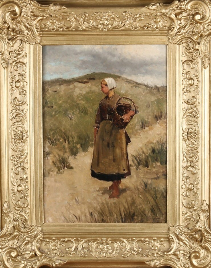 'Meisje in de duinen' - Olieverf op doek: Adolphe Artz (kavel 1169)