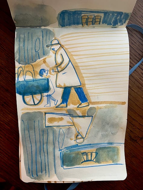 Sketchbook drawings of people by Beth Spencer