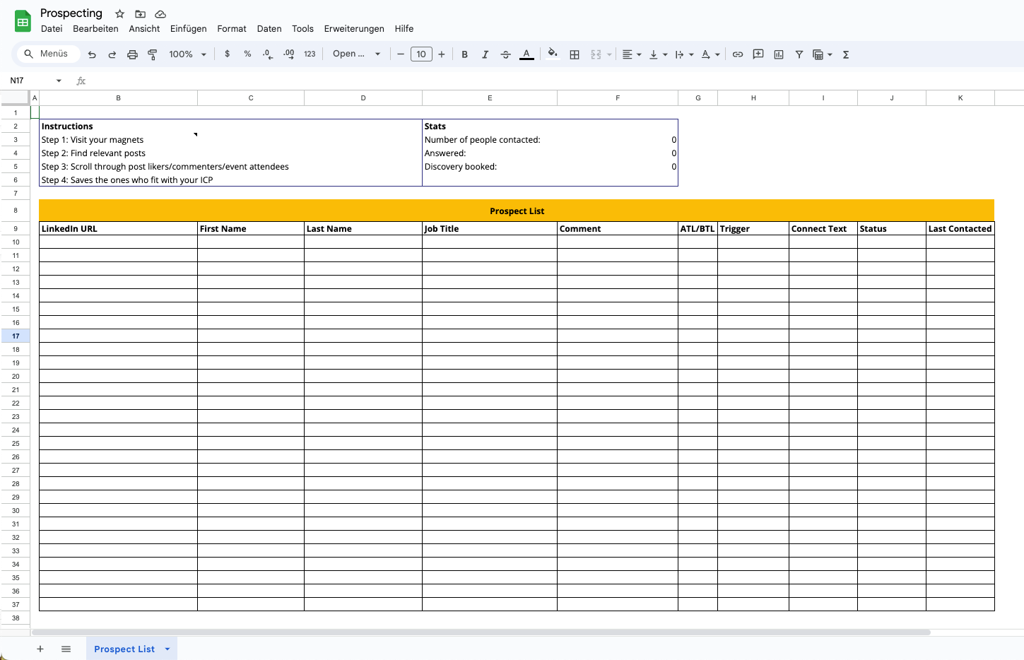 Prospecting Sheet