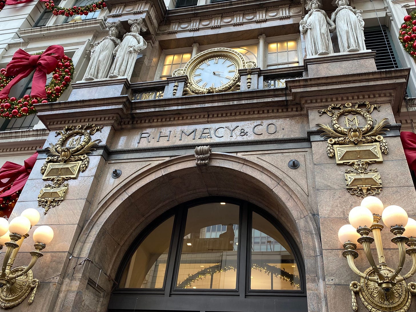 The sign over the entrance of the Herald Square Macy's reading "R.H. Macy & Co, Inc."