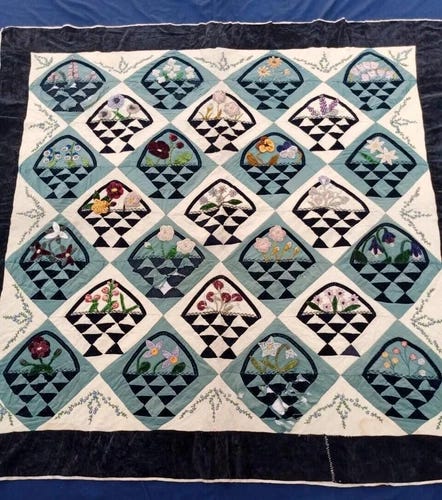 Antique Beautiful Handmade Folk Art Pictorial Quilts size 64x63 inches - Picture 1 of 20 Antique Beautiful Handmade Folk Art Pictorial Quilts size 64x63 inches - Picture 1 of 20