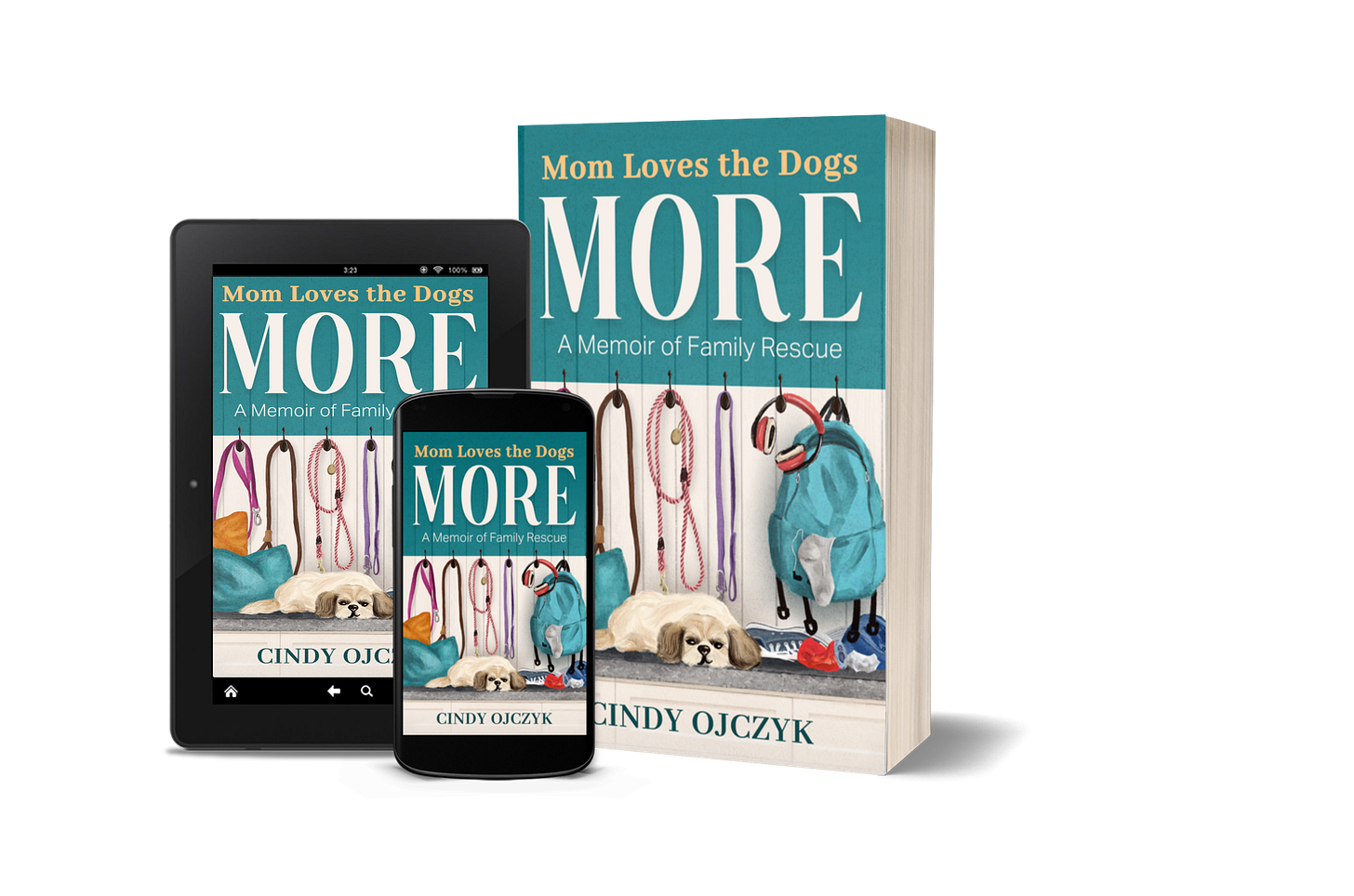 Mom Loves the Dogs More paperback and e-reader images