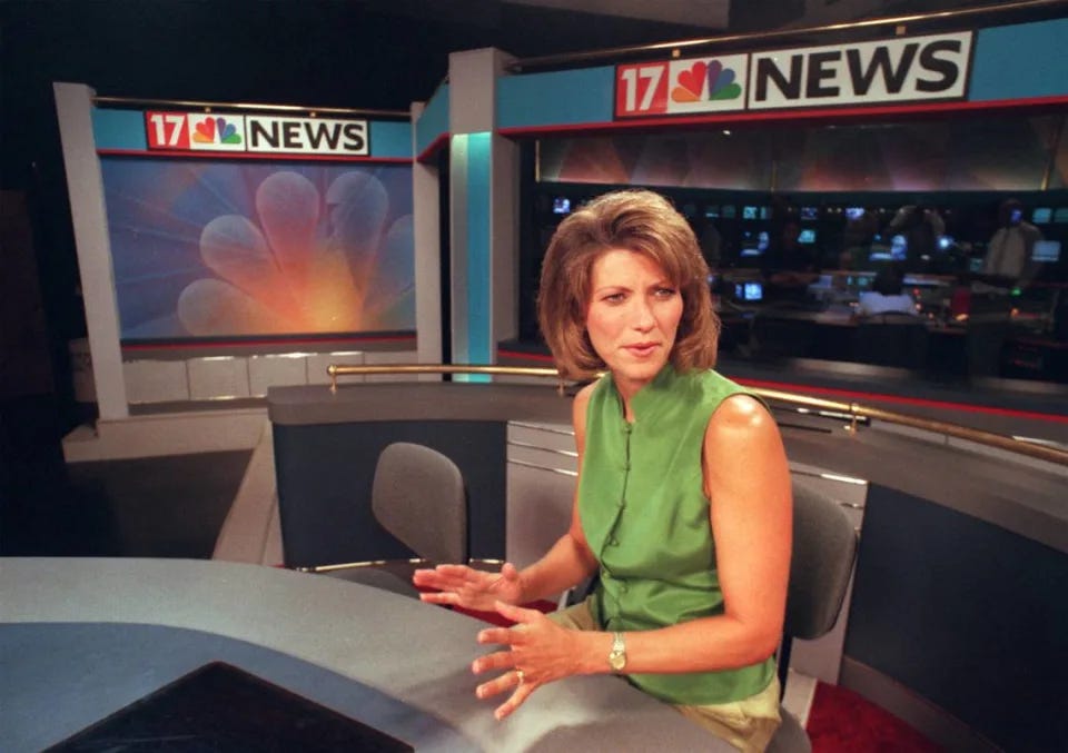 Donna Gregory on the set of WNCN in 1997. Donna Gregory on the set of WNCN in 1997.