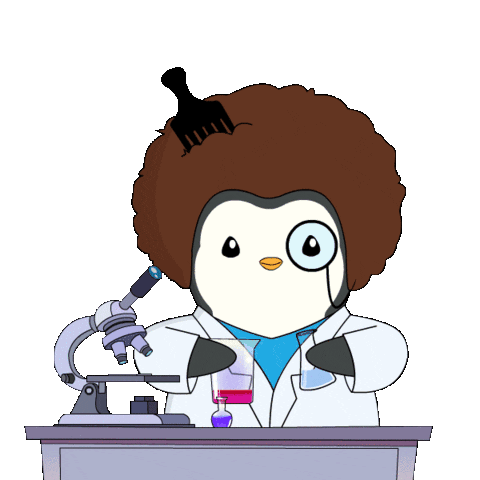 a cartoon of a penguin looking through a microscope with a comb in its hair a cartoon of a penguin looking through a microscope with a comb in its hair