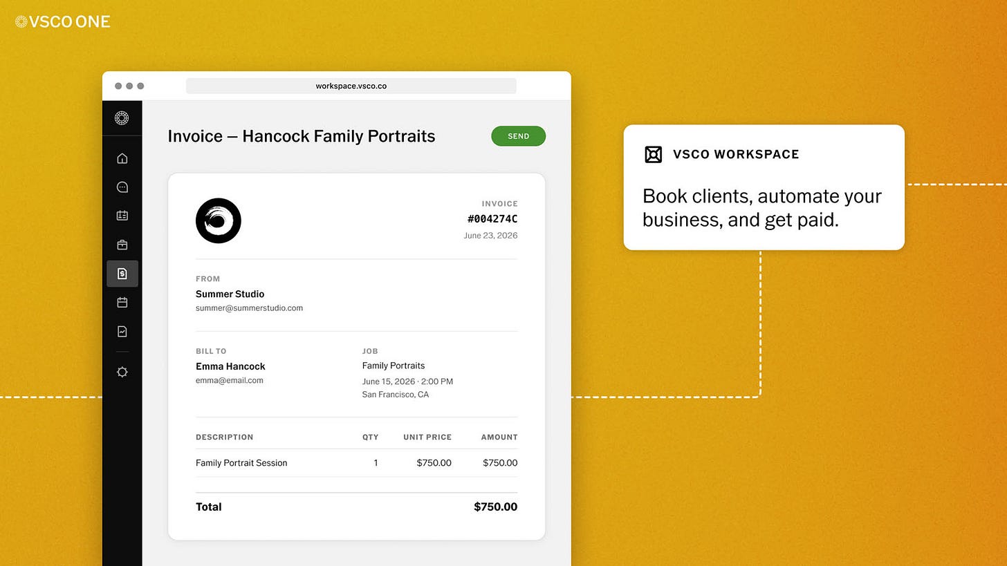 VSCO Workspace, client management inside VSCO One