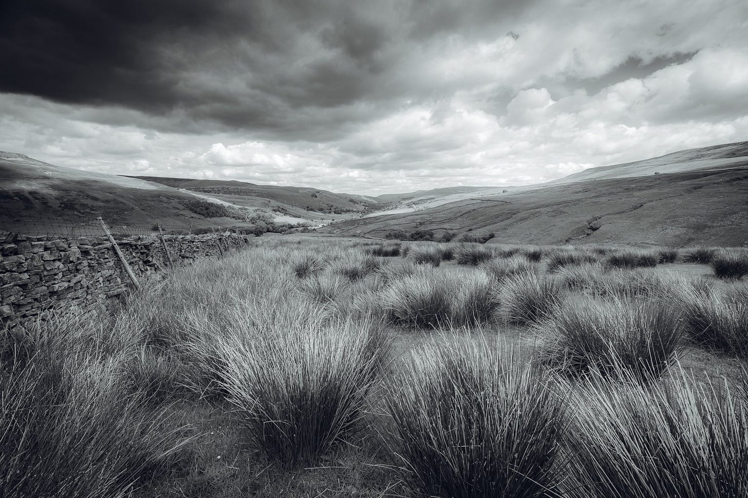 Yorkshire Dales Landscape Print - black and white