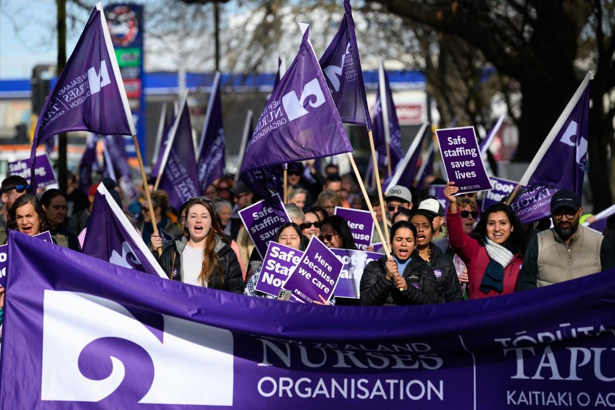 Members of the New Zealand Nurses Organisation (NZNO) went on strike in September. Nurses, along with thousands of other workers from the health and education sector, will again be taking action on October 23. 