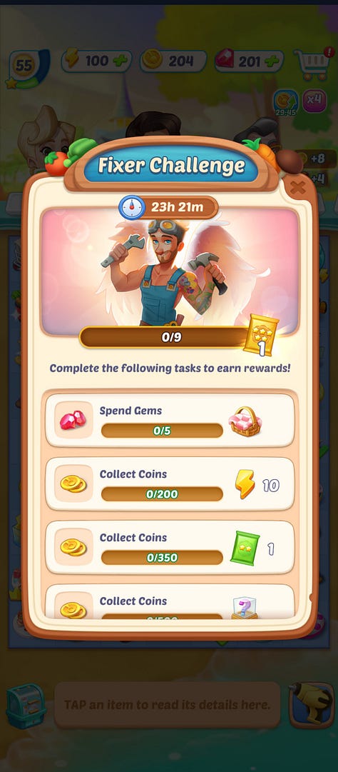 Screenshots of Progression and Social based live ops mechanics in Gossip Harbor and Monopoly GO! mobile games