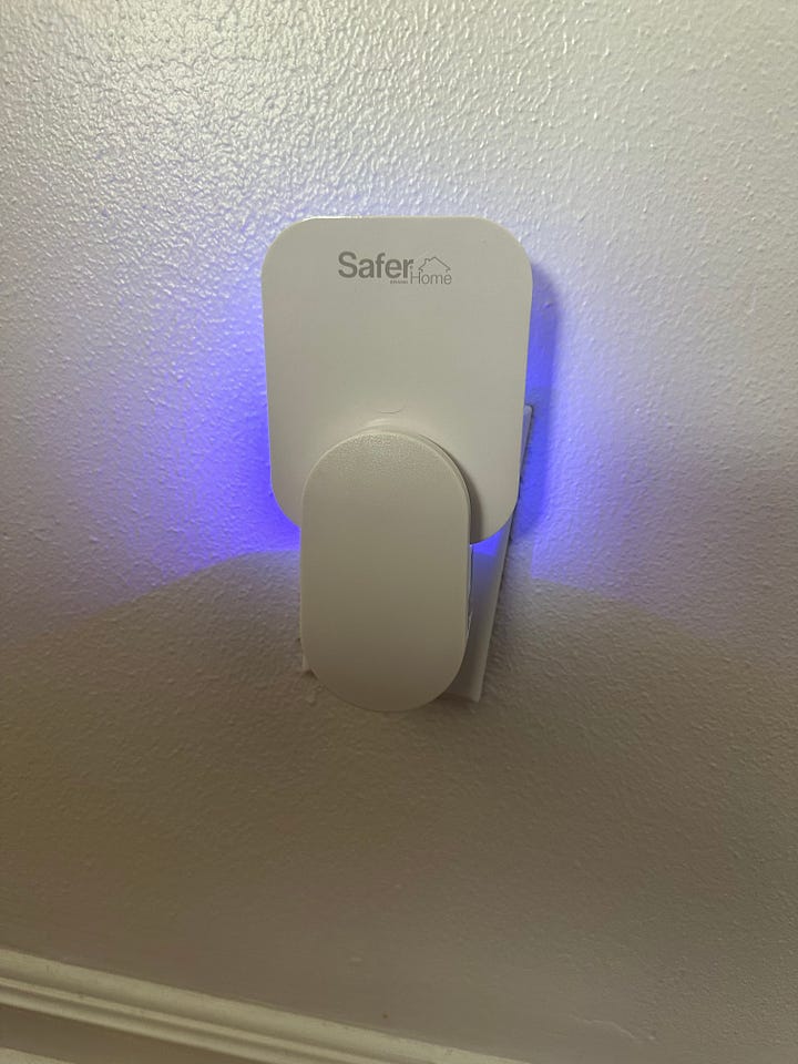 Safer Home bug catcher with many dead gnats stuck to it