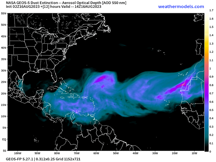 NASA GEOS5 Dust forecast +12H and +120H