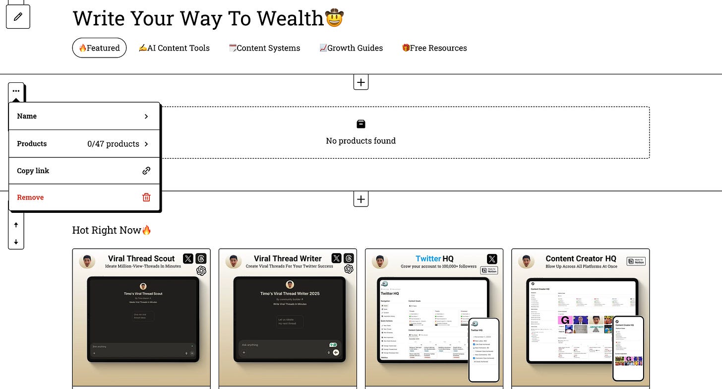 gumroad profile section details gumroad profile section details