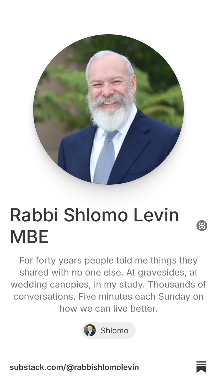 Rabbi Shlomo Levin MBE | Substack