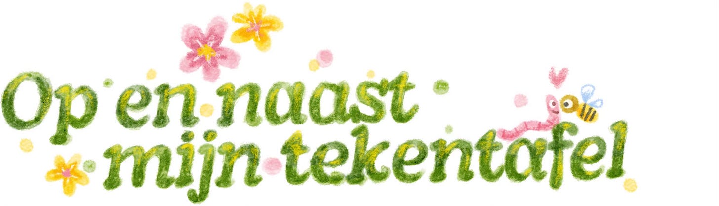 Op en naast mijn tekentafel