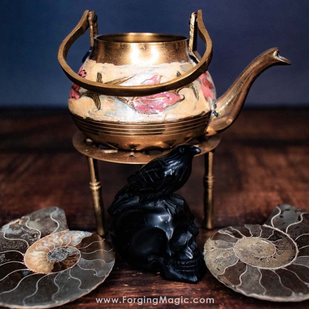 Antique teapot for dumb supper tea with ancestors