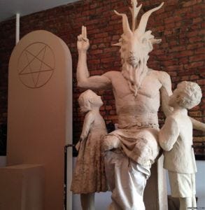 baphomet statue handsign pentagram
