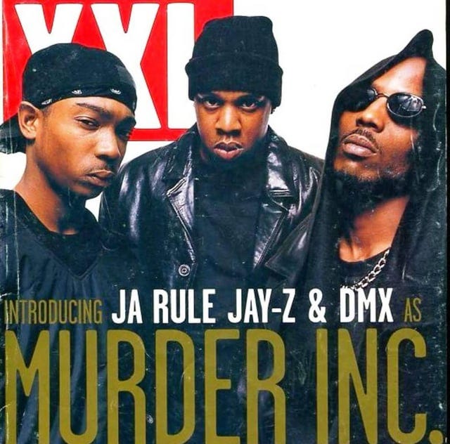 r/jayz - Can somebody explain what this meant?  Ja Rule, Jay-Z, DMX as Murder Inc.?
