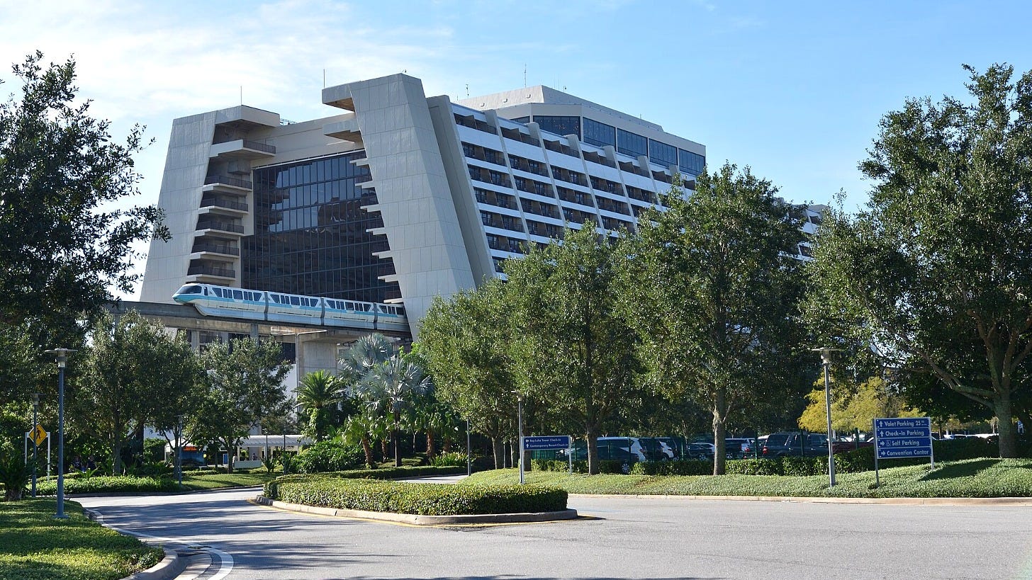 A monorail arriving at Disney's Contemporary Resort, home of California Grill, in 2017. Image: Quarax via Wikimedia Commons A monorail arriving at Disney's Contemporary Resort, home of California Grill, in 2017. Image: Quarax via Wikimedia Commons