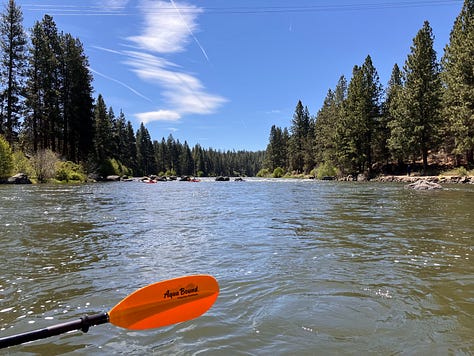 Colorful kayaks in rivers and lakes