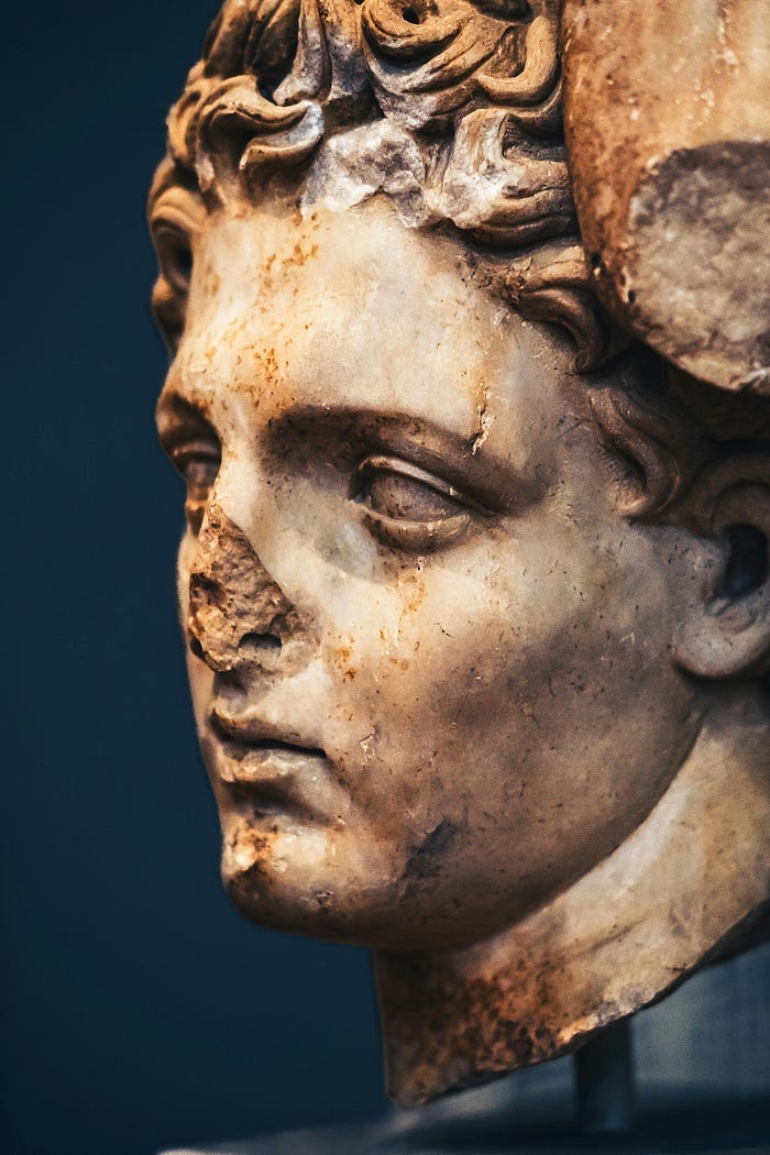 Image of ancient statue of a man's head