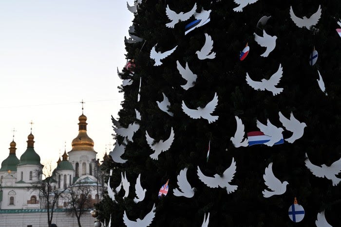 Christmas tree covered in paper doves