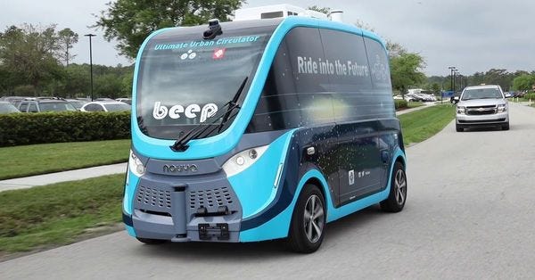Self-driving shuttles are moving COVID-19 tests in Florida. Self-driving shuttles are moving COVID-19 tests in Florida.