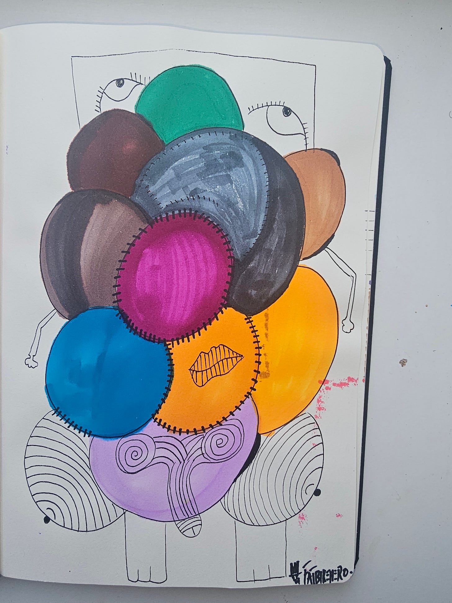 Hand-drawn composite figure made of stitched circular color fields representing AI oligarchy, with visible marker strokes and uneven saturation. Hand-drawn composite figure made of stitched circular color fields representing AI oligarchy, with visible marker strokes and uneven saturation.