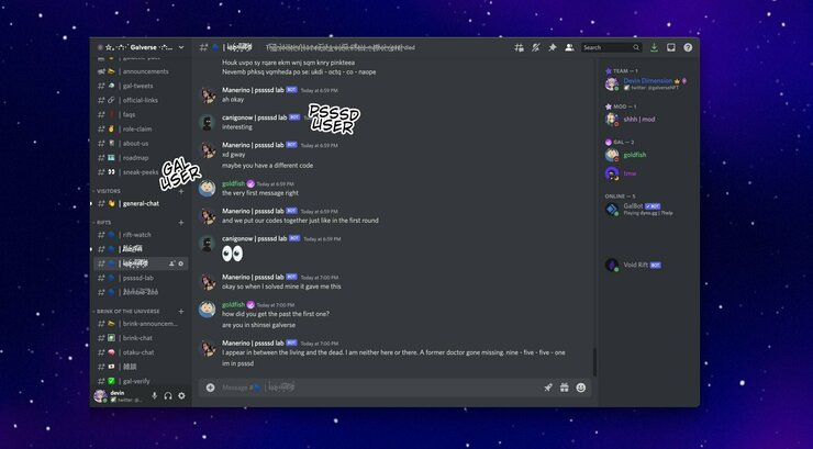 The portal at work! One unified channel between two separate Discord servers.
