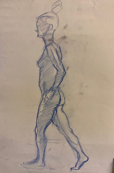 life drawings of a nude female
