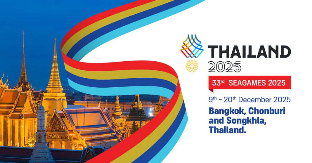 Official poster of the 33rd SEA Games Thailand 2025, featuring colorful ribbons over Bangkok’s Grand Palace skyline with event details — “Bangkok, Chonburi, and Songkhla, Thailand | 9–20 December 2025.” Official poster of the 33rd SEA Games Thailand 2025, featuring colorful ribbons over Bangkok’s Grand Palace skyline with event details — “Bangkok, Chonburi, and Songkhla, Thailand | 9–20 December 2025.”