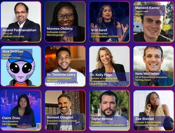 A Sampling of Speakers at the Web3 & Evolution of Education Unconference 