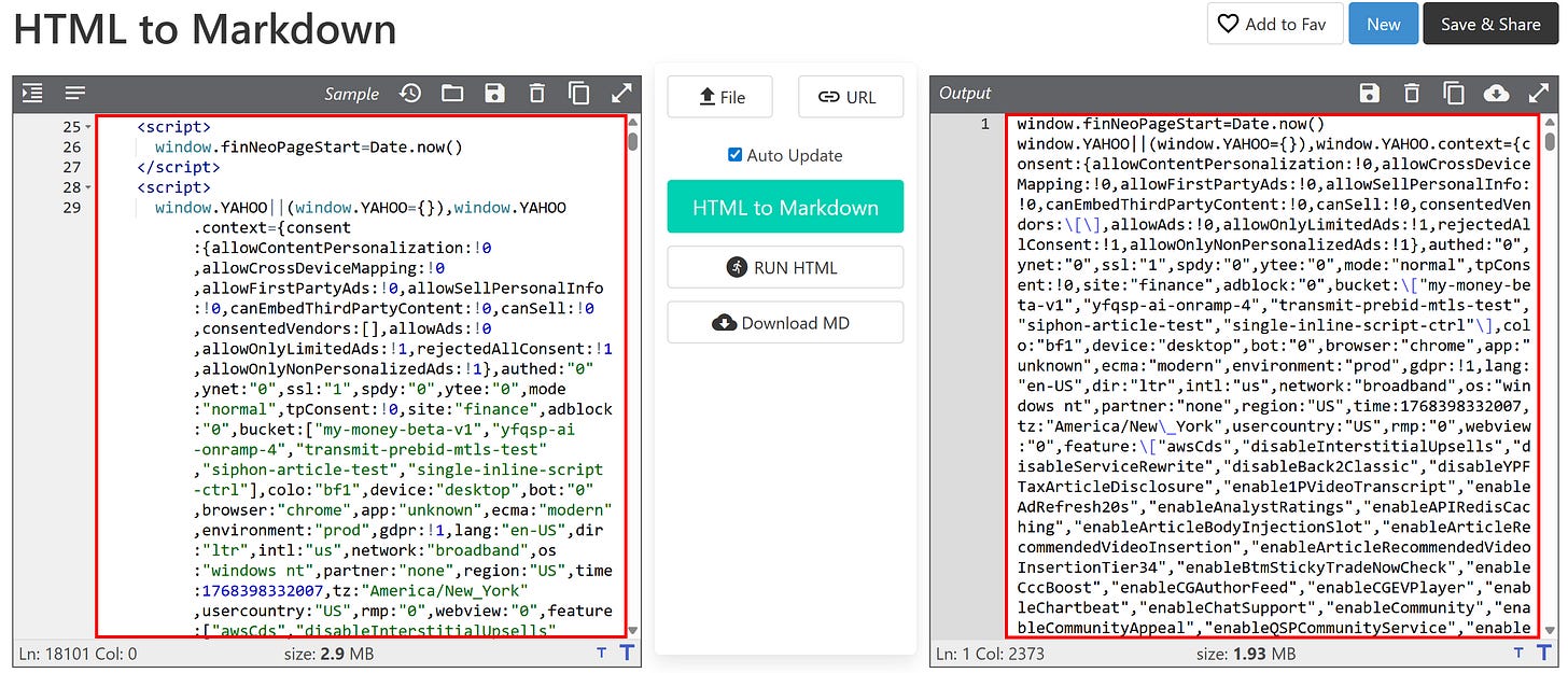 Notice how the <script> tags are converted