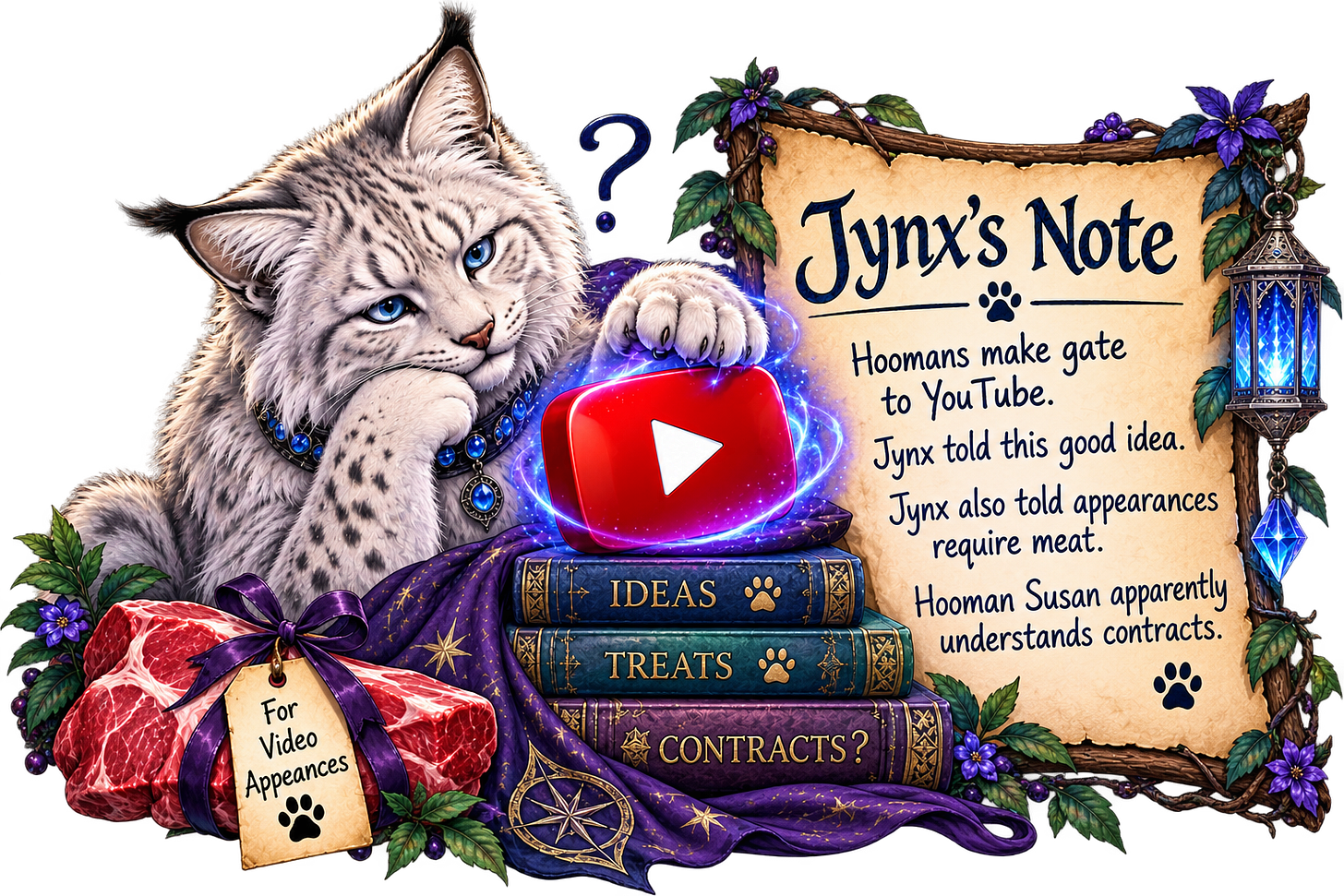 Jynx told this good idea. Jynx also told appearances require meat. Hooman Susan apparently understands contracts. Jynx told this good idea. Jynx also told appearances require meat. Hooman Susan apparently understands contracts.