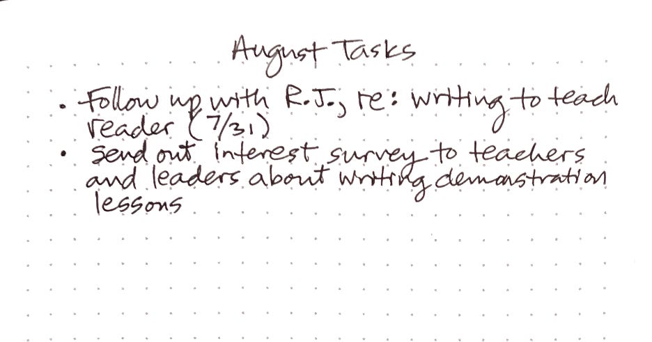 August tasks list August tasks list