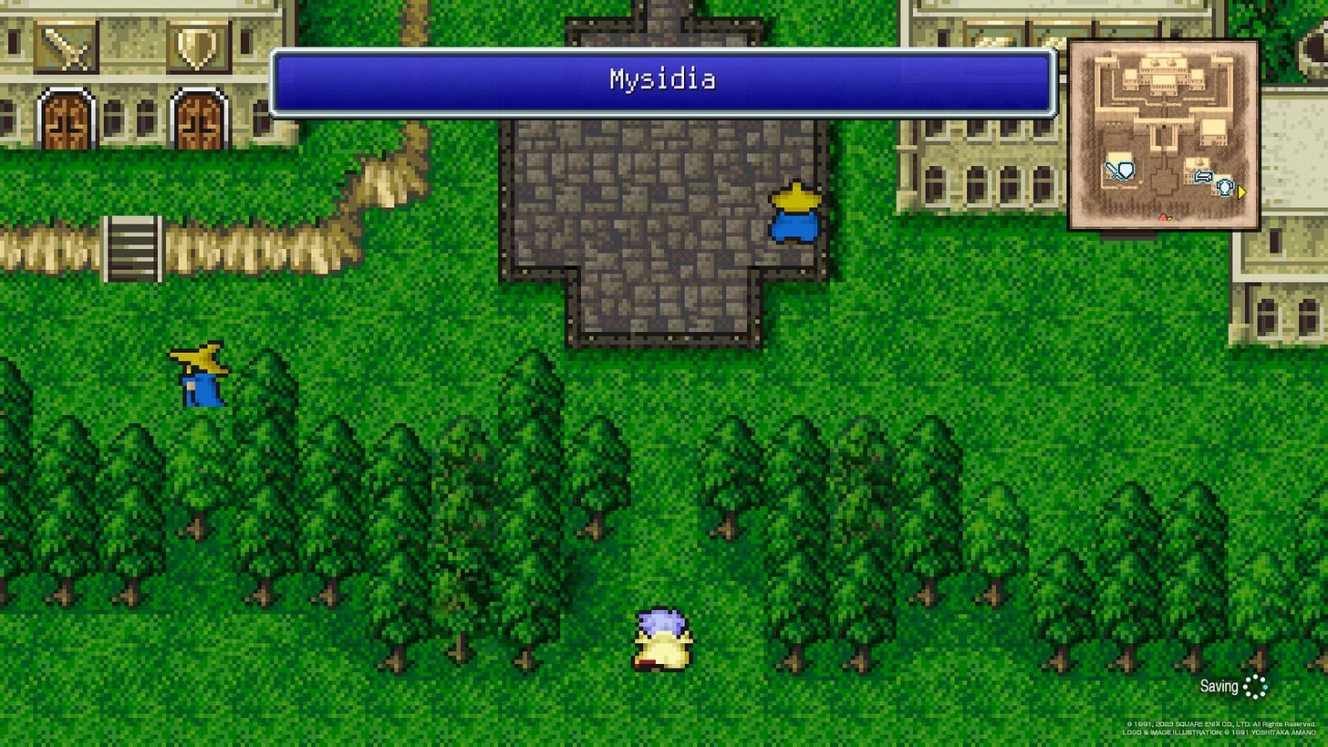 Character walking through a mpap of Mysidia