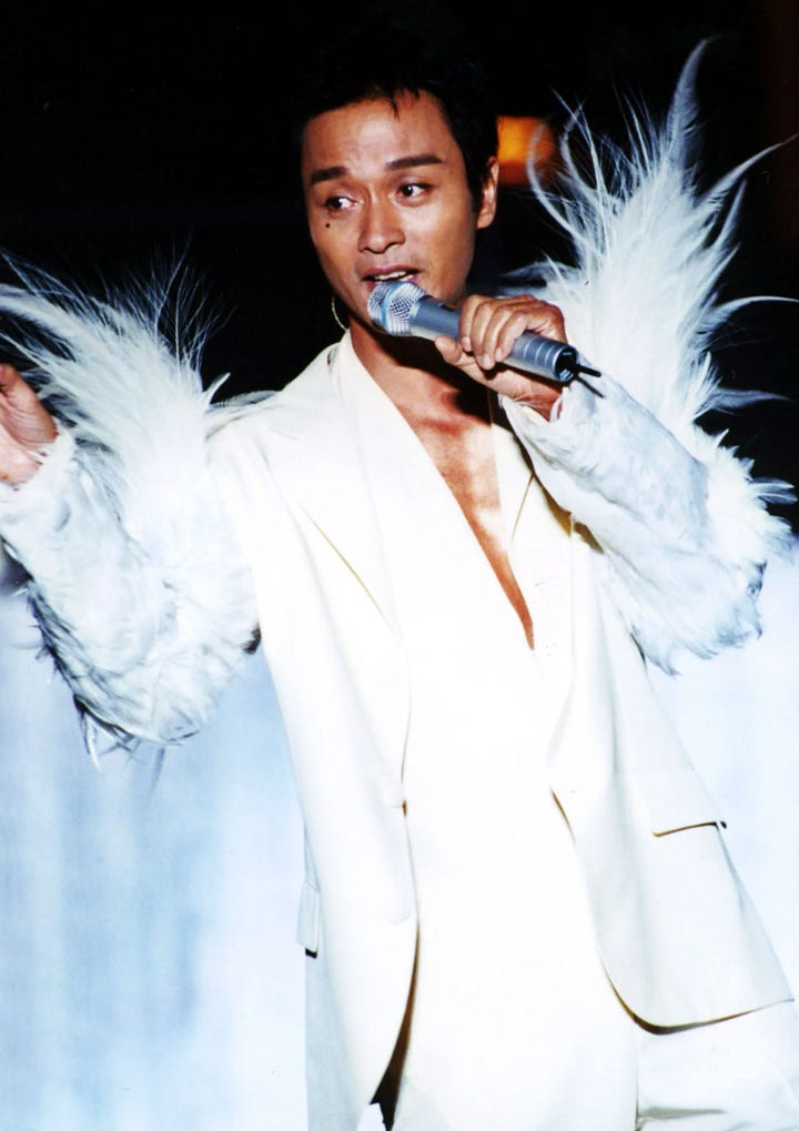 Canto-pop idols Leslie Cheung (L) and Faye Wong (R) for Yapppism