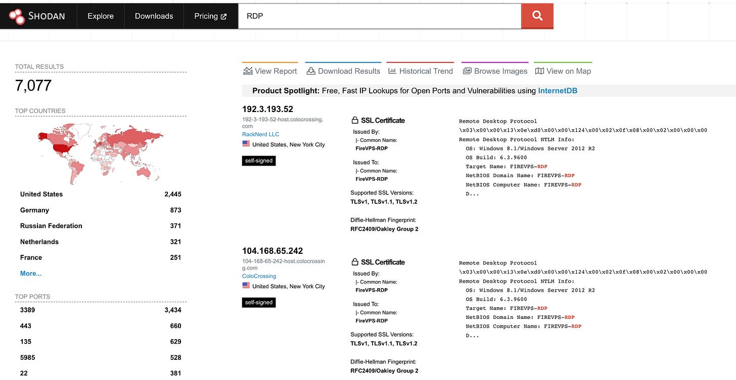 Shodan RDP