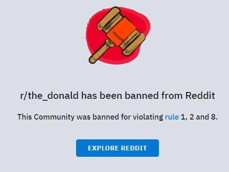 Reddit announced on Monday that it has banned the popular subreddit for Trump fans called The_Donald. Reddit previously had taken action against the forum over posting content that violated its rules. (Reddit.com)