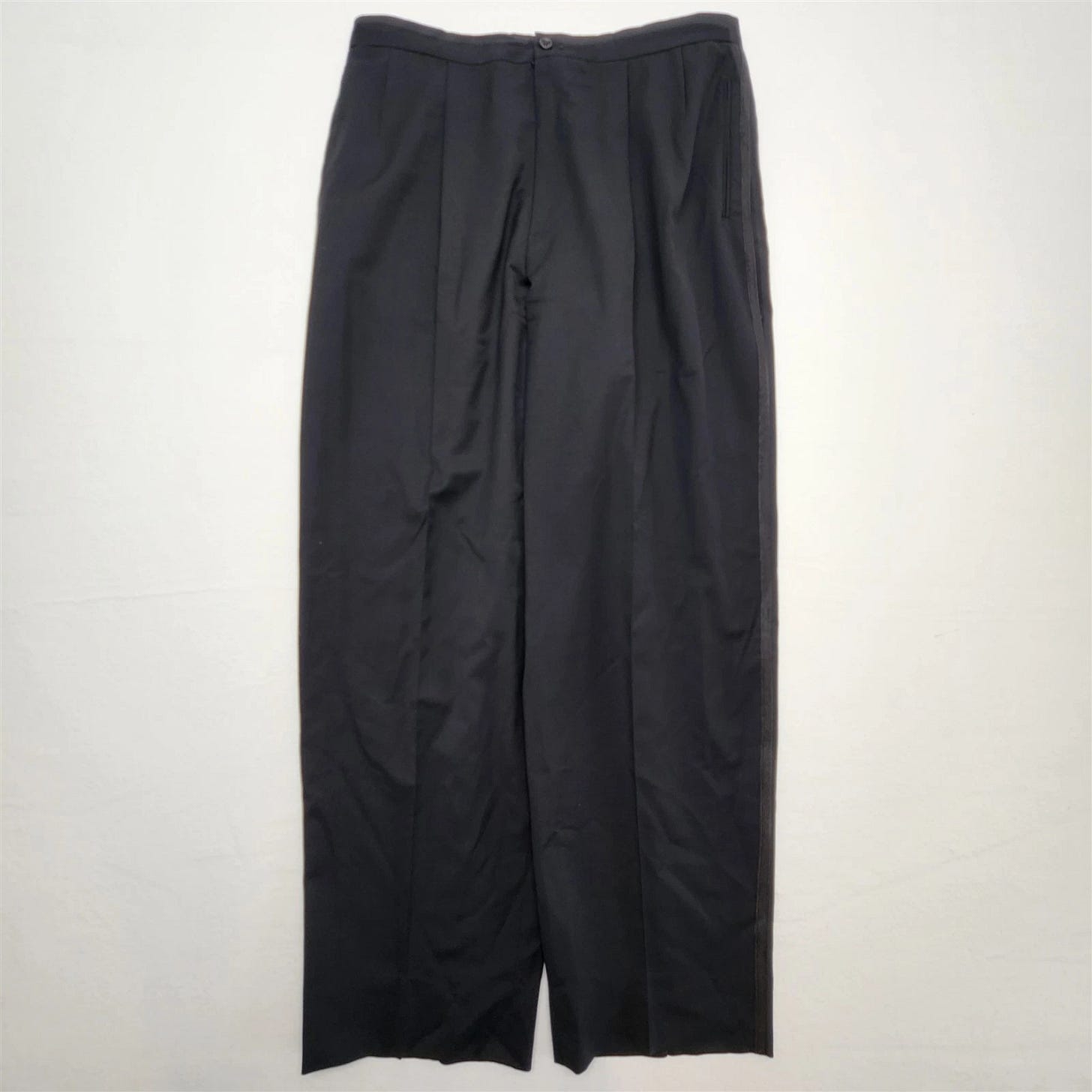 Armani Collezioni 36x32 Black Wool Side Stripe High Waist Old Money Tuxedo Pants - Picture 1 of 12 Armani Collezioni 36x32 Black Wool Side Stripe High Waist Old Money Tuxedo Pants - Picture 1 of 12