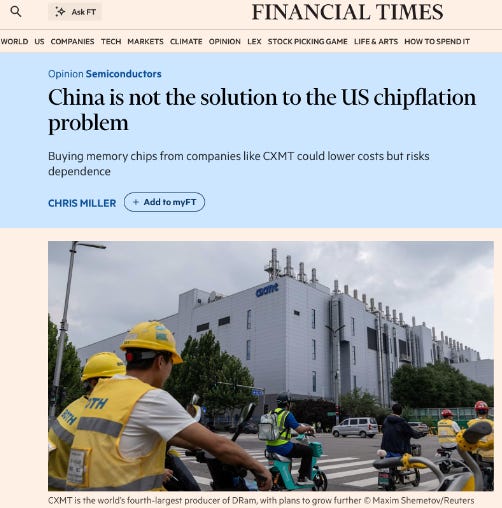 China’s CXMT and the Surge in Memory Chip Prices