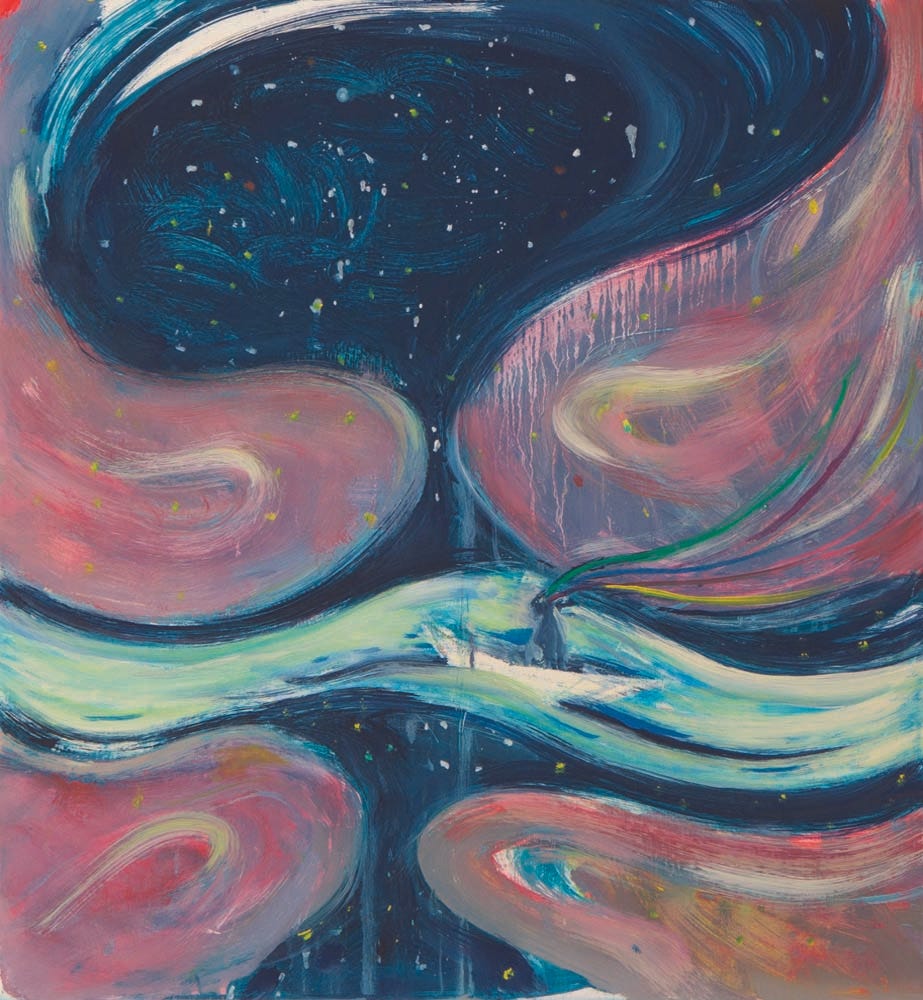 Ilustração abstrata com pessoa em barco