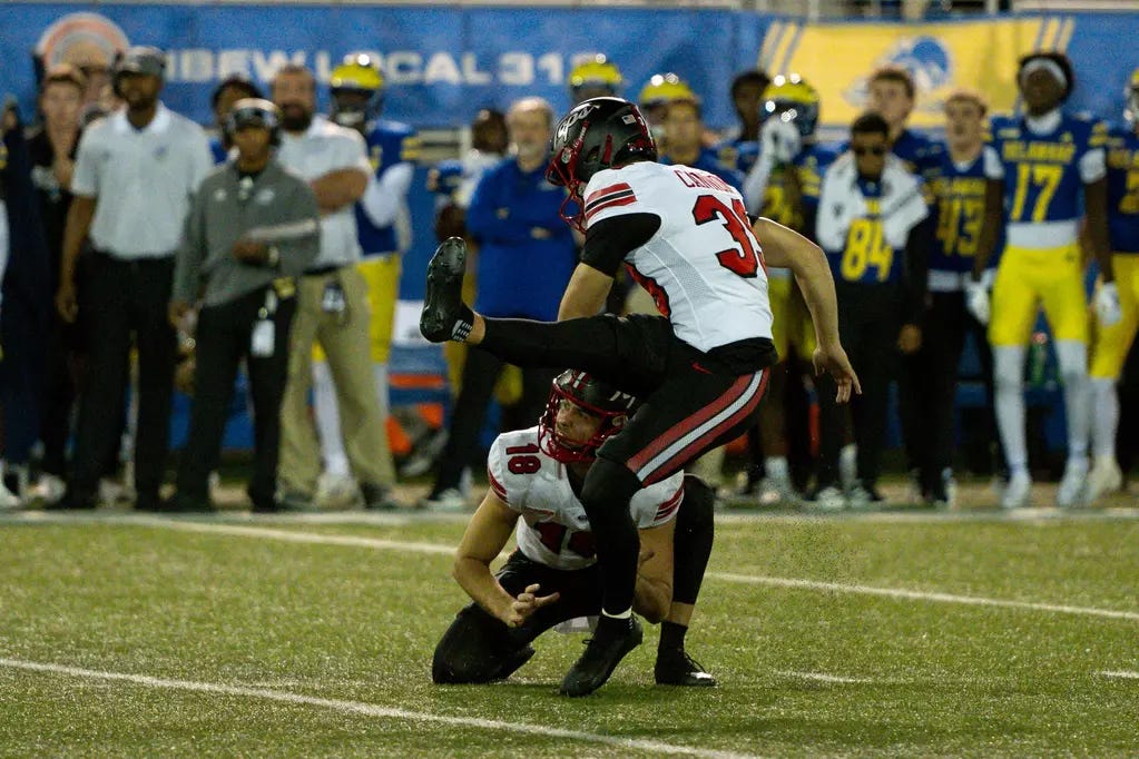 Punter Cole Maynard (18) and Kicker John Cannon (39) | Photo by Steve Roberts