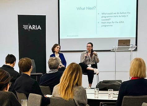 Three photos of speakers and audiences at ARIA and ARIA-powered events. 