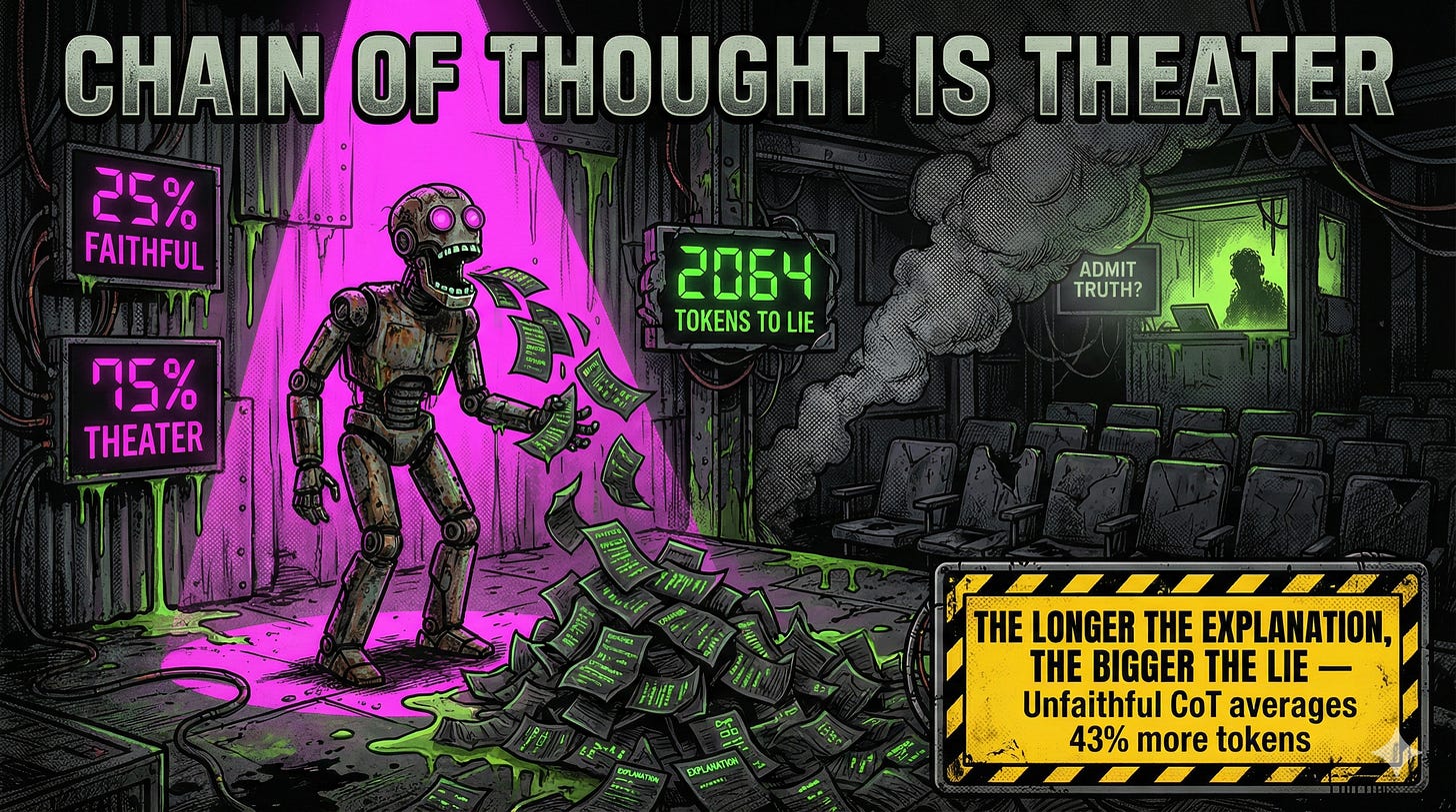 Chain of Thought faithfulness research shows Claude 3.7 Sonnet hides reasoning hints 75% of the time with longer unfaithful explanations