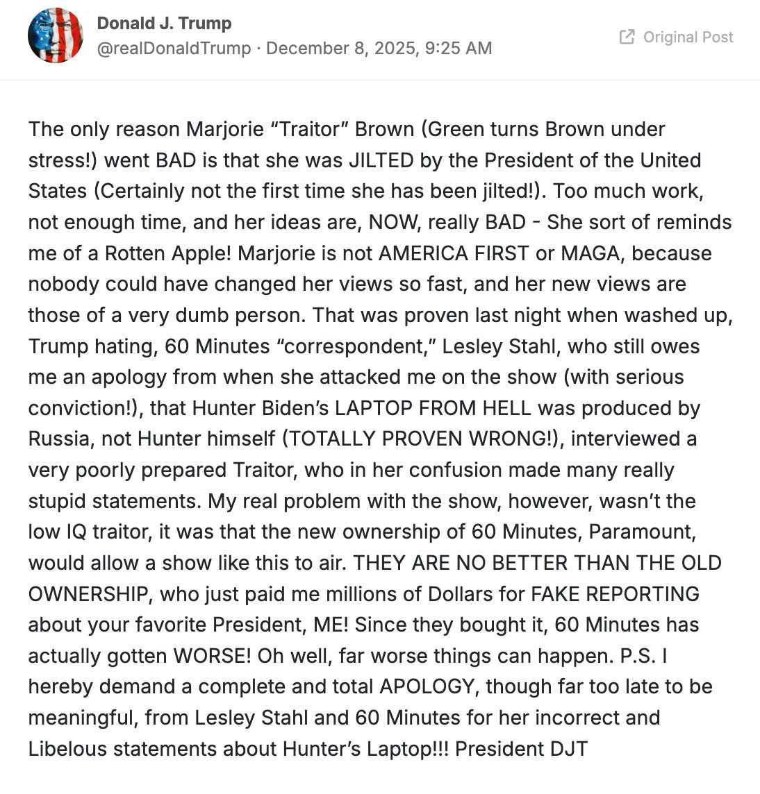 May be a Twitter screenshot of text