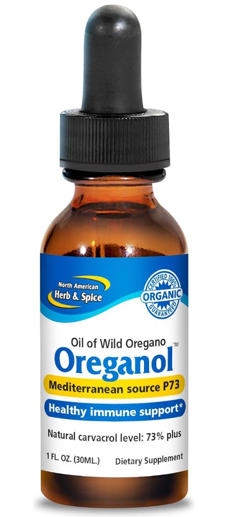 NORTH AMERICAN HERB & SPICE Oreganol - 1 fl. oz. - Unprocessed, Wild, Organic Oregano Oil - Mediterranean Source P73 - Non-GMO - 432 Servings NORTH AMERICAN HERB & SPICE Oreganol - 1 fl. oz. - Unprocessed, Wild, Organic Oregano Oil - Mediterranean Source P73 - Non-GMO - 432 Servings